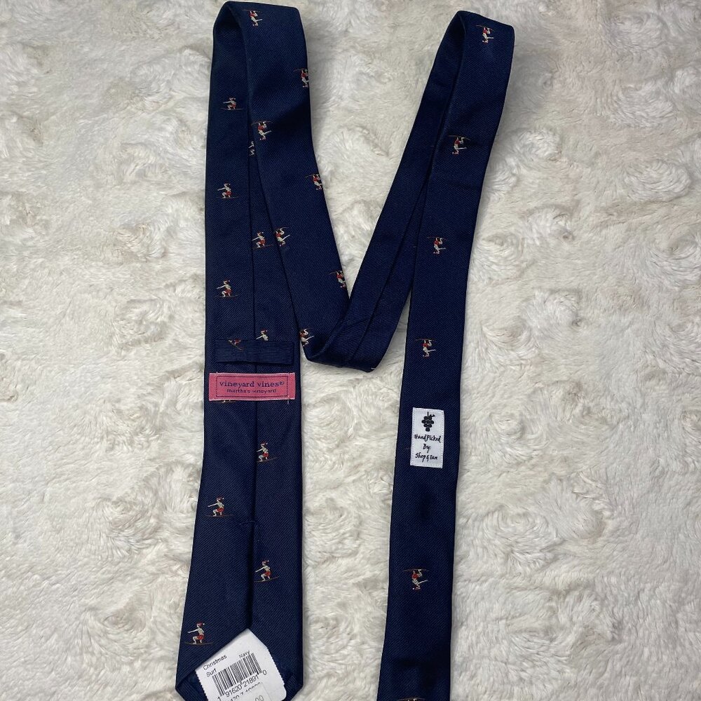 Vineyard Vines Mens Kennedy Christmas Surf 100% Silk Skinny Tie
